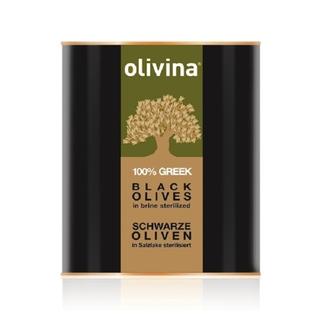100% Griego Aceitunas Confit oxidadas negras Metal plateado 9lt OLIVINA
