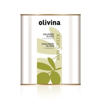 Halkidiki Pasteurized Olives Metal Tin 9lt OLIVINA
