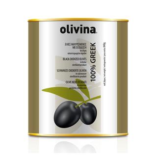 100% Griego Aceitunas Confit oxidadas negras Metal plateado 850ml OLIVINA
