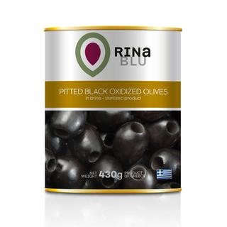 Black Oxidized Olives Pitted Metal Tin 425ml RINA BLU