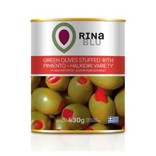 Pimiento Stuffed Olives Pasteurized Metal Tin 425ml RINA BLU