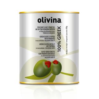 Зеленые Оливки Фаршированные с природным перец Пастеризованное олово 425ml OLIVINA