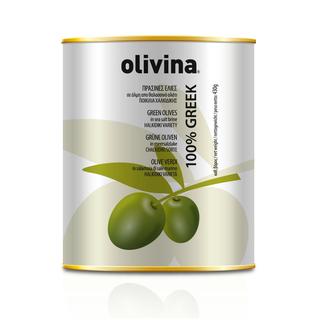Grüne Chalkidiki pasteurisierte Oliven Ganze Dose 425ml OLIVINA