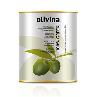 Verde aceitunas de Halkidiki pasteurizado enteras Metal plateado 425ml OLIVINA