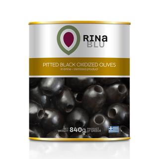 Aceitunas Confit oxidadas negras sin hueso Metal plateado 850ml RINA BLU