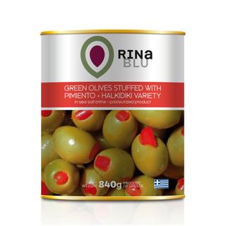 Зеленые Оливки Фаршированные с природным перец Пастеризованное олово 850ml RINA BLU