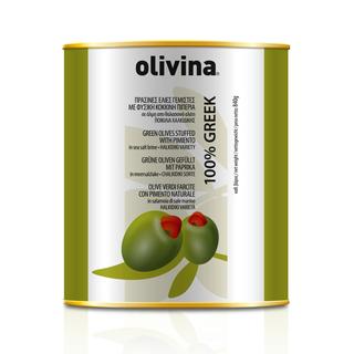 Зеленые Оливки Фаршированные с природным перец Пастеризованное олово 850ml OLIVINA