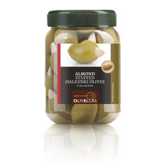 Grüne oliven Gefüllte mit mandel Pet Jar 0.5lt