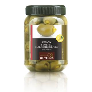 Grüne Chalkidiki oliven Gefüllte  mit zitrone Pet Jar 0.5lt