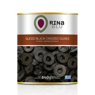 Aceitunas Confit oxidadas negras en rodajas Metal plateado 850ml RINA BLU