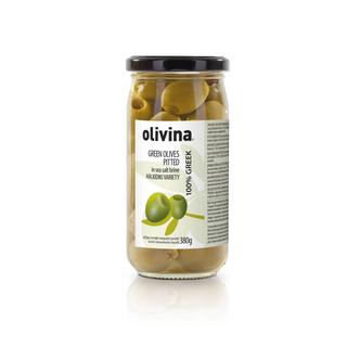 Pitted Green Olives Glass Jar 370ml TUBE