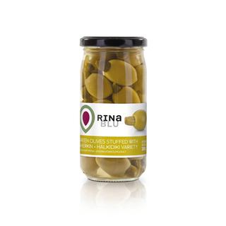 Gherkin Stuffed Olives Glass Jar 370ml TUBE