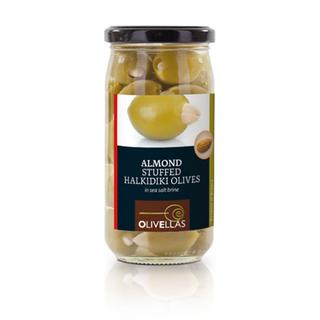 Grüne Chalkidiki oliven Gefüllte mit mandel Glas 370ml TUBE