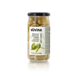 Almond Stuffed Green Olives Glass Jar 370ml TUBE