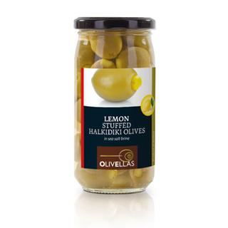 Lemon Stuffed Green Halkidiki Olives Glass Jar 370ml TUBE